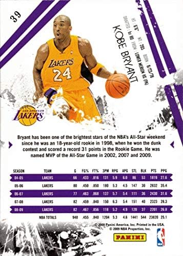 2009-10 Panini Rookies and Stars Longevity #39 Kobe Bryant Basketball Card Lakers