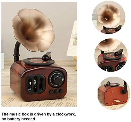 Caixa de música portátil da caixa de música NatUDECO Caixa de música em forma de gramofone para sala de estar em casa