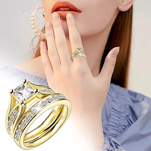 Gold Square Zirconia Ring Jóias de moda simples Acessórios populares Anéis para adolescentes