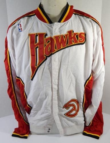 1992-93 Atlanta Hawks Blair Rasmussen #41 Game usado calças brancas Wu Jacket 25 P 9 - jogo da NBA usado