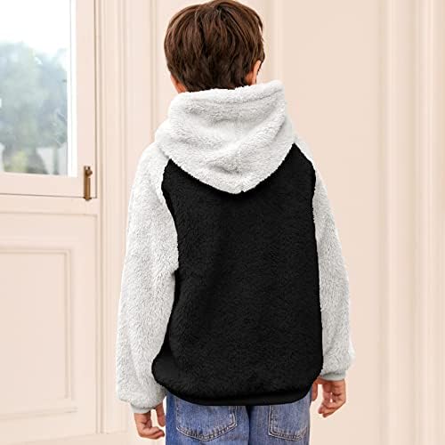 Zhaovi's Kids Sherpa Hoodie Toddler meninos meninas Meninas Contraste Contraste Pullover colorido Moletom quente Roupa ao ar livre