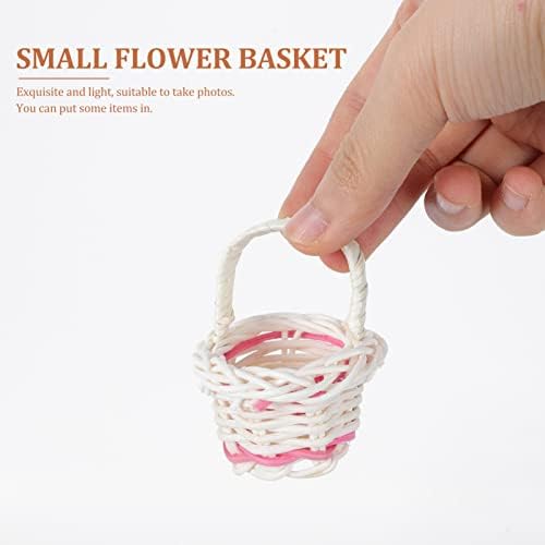 Toyandona 10pcs Mini cestas de tecido com alças, cestas de flores em miniatura de piquenique de bonecas pequenas para festas de
