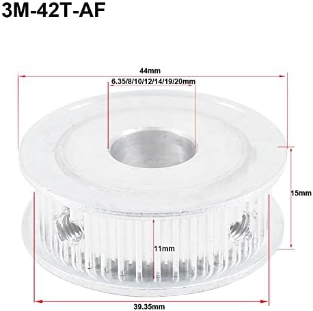 Axwerb Professional 2pcs 3m 42t Polias de tempo, furo 6,35/8/10/201/11/19/20mm, largura da polia de engrenagem de engrenagem