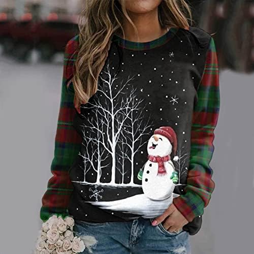Sorto de Natal para mulheres engraçadas Camisas de impressão de rena engraçadas Xmas raglan manga longa Tops de pulôver de férias