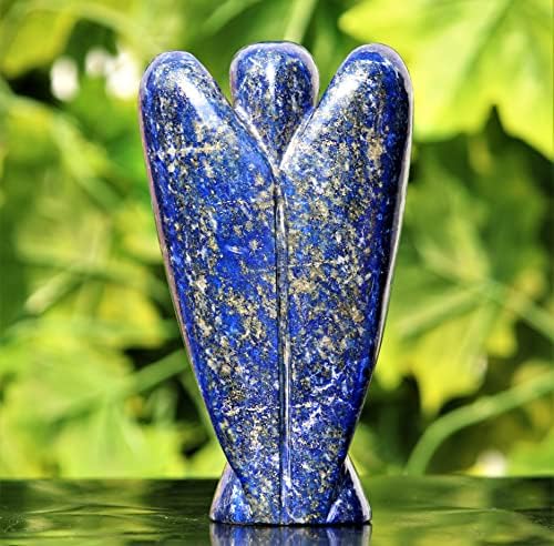 Excelente grande lapis azul polido lazuli Cristal Stone artesanal estatueta guardião anjo chakras minerais de cura energia carregada poder espiritual metafísico