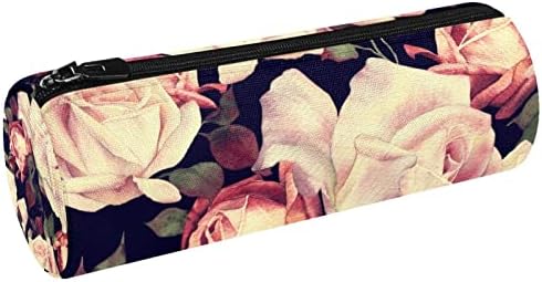 Padrão floral com rosas aquarela lápis bolsa bolsa bolsa de zíper de caneta fofa para artigos de artigos de papelaria para