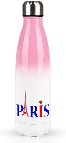 Amor Heart e Paris Eiffel Tower Isoled Water Bottle Bottle Stainless Coke Tumbler Drink