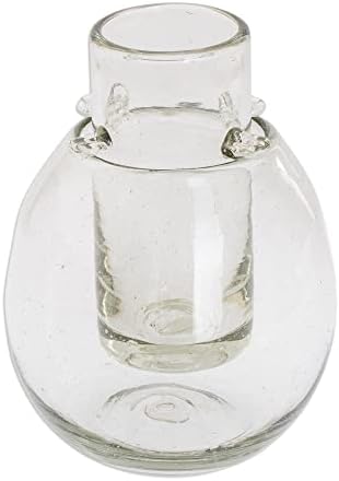 Novica soprada Tequila tequila Frosty Shot Artisan Crafado com receptáculo de gelo Top 3.9in H x 1,8in diam. 3 onças. Inferior 4.3in