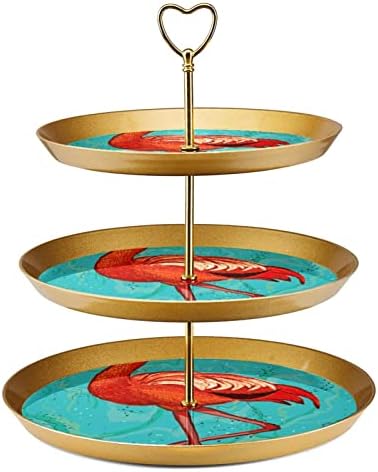 Suporte de bolo tfcocft, suporte de cupcake, tela de tabela de tabela de estandes de sobremesa, padrão azul de flamingo vermelho