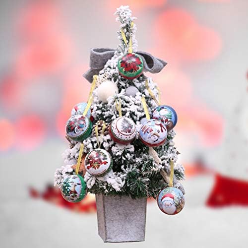 ABAODAM 6 PCS Christams Tinplate redonda Ball Candy Storage Jar Caixas de doces Decoração de árvore de Natal
