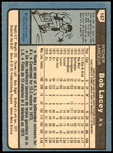 1980 O-Pee-Chee 167 Bob Lacey Oakland Athletics Ex/MT Athletics