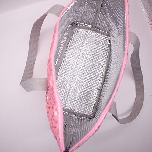 Bolsa de lancheira reutilizável heicat para mulheres - lancheira isolada lancheira - lancheira - bolsa de zíper isolada com papel alumínio - coelho rosa
