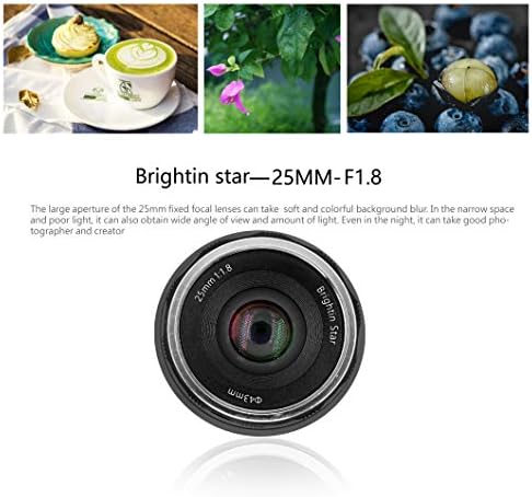 Brightin Star 25mm F1.8 Manual de grande ângulo Foco Prime Lens Prime para câmeras Micro 4/3 sem espelho da Panasonic