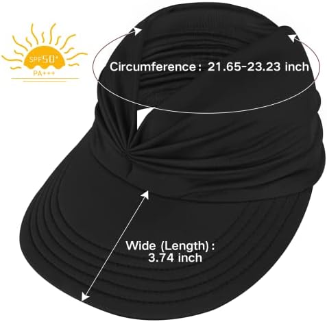 Chapéus solar para mulheres Proteção UV Viseira de sol ampla abrangência Chapéus de verão com rabo de cavalo