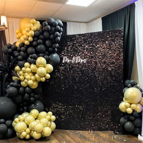 30 painéis Black Shimmer Parede de cenário quadrado lantejoulas painéis de pano de fundo de 6ftx5 pés grandes cenários de