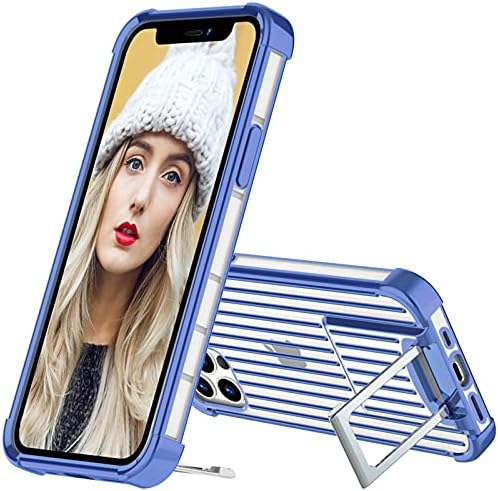 Albegla para iPhone 12 Case/iPhone 12 Pro Case [suporte bidirecional], Super Anti-Slip Chefe de Bumbo-Bumper Slim Flim Flexível Translúcida Caso de Capa Protetora para iPhone12/12Pro 6.1 -Azul