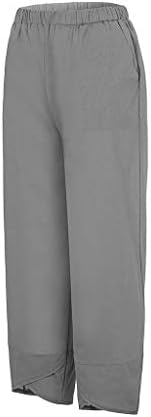 Calças Capri Casual para mulheres Pontas de linho de linho de algodão reto de pernas