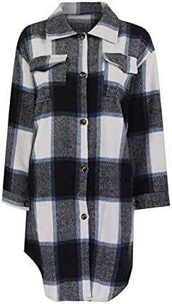 Jaqueta de barraca Mulheres Mulheres Camisas de botão de manga longa de inverno