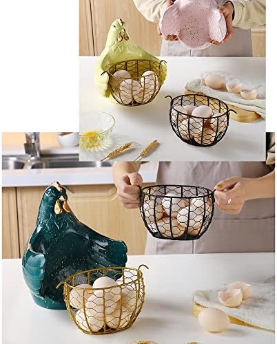 Sefax Creative Resin Egg Basket, cestas de coleta de ovos de metal para reunir ovos frescos, categorias de ovos frescos