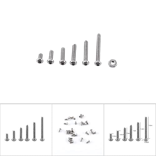 250pcs M2 parafuso de soquete hexagon e conjunto de combinações de porca, parafuso de soquete hexagon de aço inoxidável A2