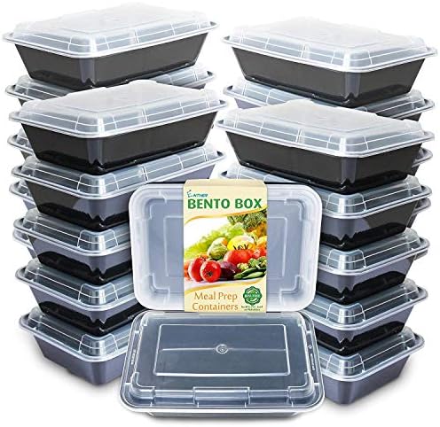 Entre os recipientes de preparação para refeições 20 Pacote 1 compartimento com tampas, armazenamento de alimentos Bento BPA grátis