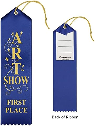 Ribbonsnow Art Show Award Ribbons 1st - 2nd - 3º lugar, 75 fitas totais - 25 cada lugar com cartão e string