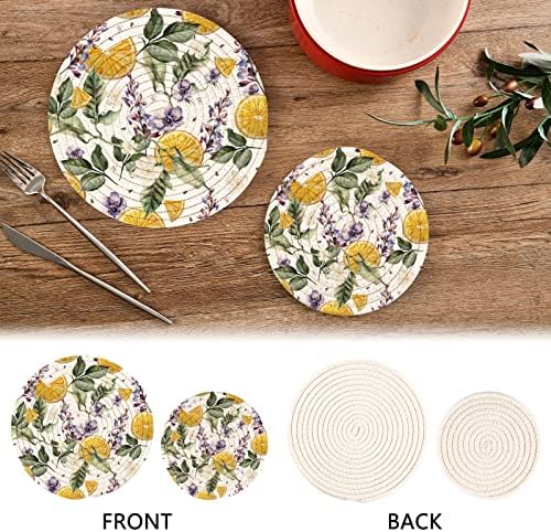 Alaza Lemon Lavender Trivets para pratos quentes 2 PCs, almofada quente para cozinha, trivets para panelas e panelas quentes,