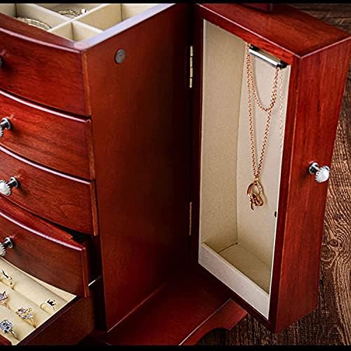Caixa de jóias de jóias da Habur caixa de jóias de jóias de jóias para caixa de jóias femininas com 5 gavetas Organizador e 2 portas abertas separadas em 2 lados e grande armazenamento de jóias de espelho