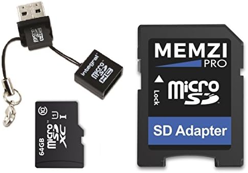 MEMZI PRO 64GB CLASS 10 90MB/S MICRO SDXC CARTÃO DE MEMÓRIA COM ADAPTOR SD e MICRO USB LEITOR PARA Pruveeo em câmeras de carro