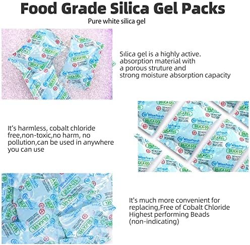 Wisseorb 60 pacotes 5 gramas de sílica gel, bolsa de comida segura, pacotes desacreditados compactados para armazenamento