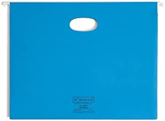 Bolso pendurado de Smead com reforço de altura total, expansão de 3 ”, aba ajustável de 1/5 corte, tamanho da letra, azul-céu, 25 por caixa