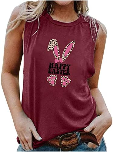 Tampa do tanque de páscoa feliz para mulheres camisetas de colete gráfico de coelho